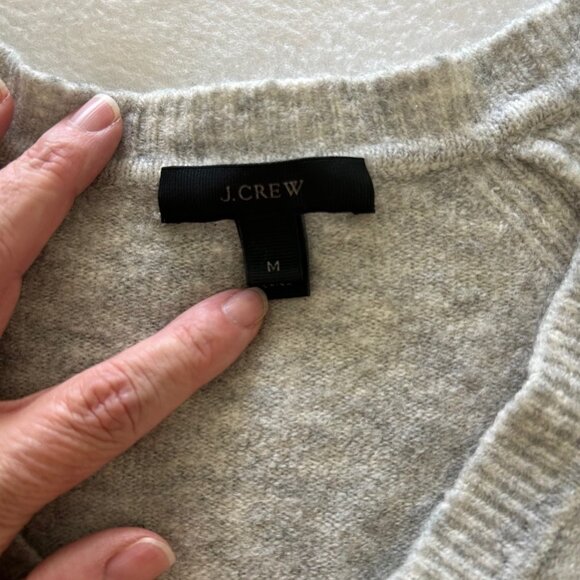 J. CREW V Neck Sweater SZM Merino Apaca Wool Blend Heather Grey Classic Pullover - Picture 4 of 8